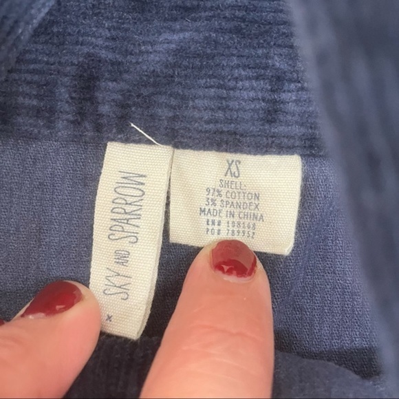 Sky & Sparrow Corduroy Button Front Navy Dress - Picture 5 of 6